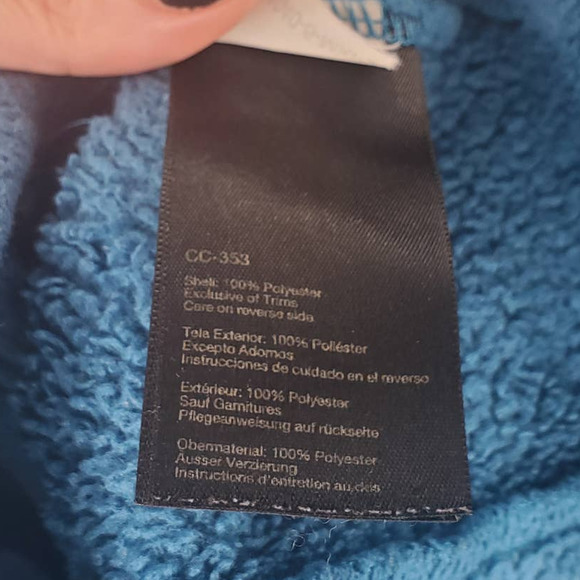 Marmot Blue Fuzzy Hooded Fleece Zip Front Jacket Sz Small - Picture 4 of 6